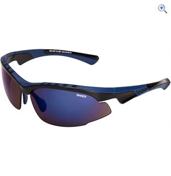 Sinner Crane Sunglasses  (Black/Blue Revo) - Colour: Black / Blue